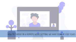remote working man on a desktop screen on a conference call with female professional
