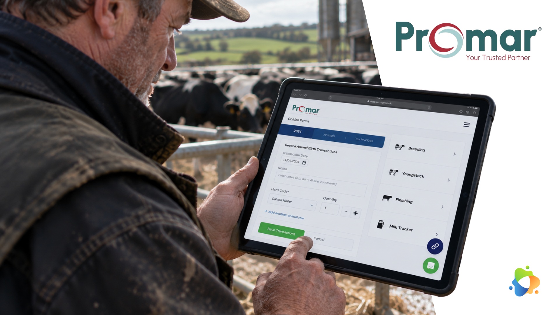 Promar farmer self-service on a tablet